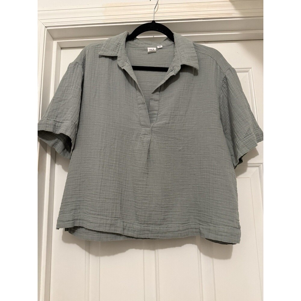 Gap Women’s Gauze Sage Green Popover Top Size S Casual Relaxed Contemporary